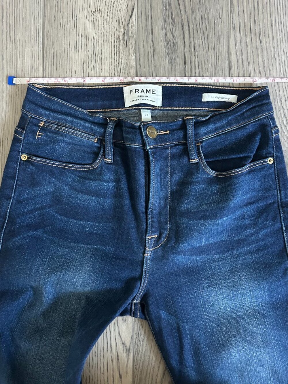 FRAME Le High Skinny Jeans Womens 27 Dark Wash Stretch Denim Made USA 28 Inseam - Picture 13 of 15